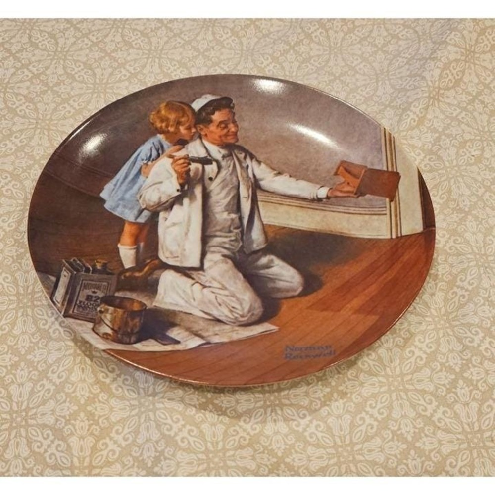 Vintage, 8" Knowles Fine China Plate: THE PAINTER #E1396 by Norman‎ Rockwell